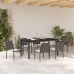 Conjunto de comedor para el jardín de 7 piezas con cojines de poliratán marrón