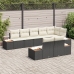 Set de Sofá de 8 Piezas de Jardín con Cojines Negro Poliratán Acacia