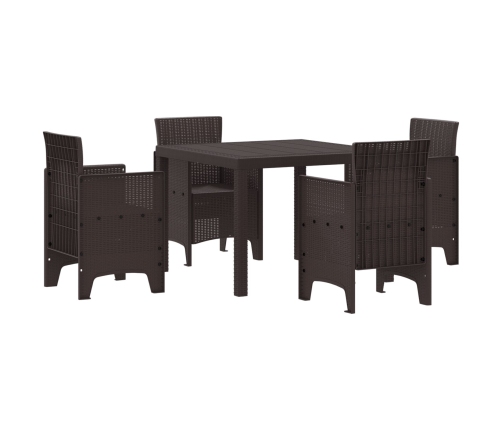 Juego de Comedor de Jardín de 5 Piezas Marrón de Poliratán
