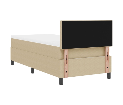 Cama con Box Spring  con Colchón Beige 90x200 cm Tela de Corduroy