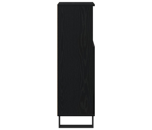 Armario de Baño  Negro Roble 30x30x100 cm Madera Elaborada