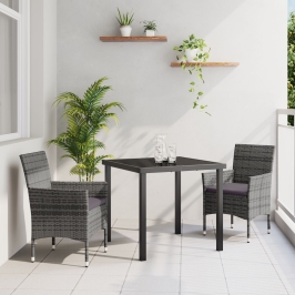 Conjunto de Comedor de Jardín de 3 Piezas Gris Ratán PE