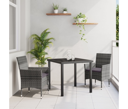 Conjunto de Comedor de Jardín de 3 Piezas Gris Ratán PE