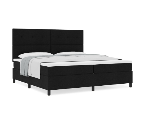 Cama con Base y Colchón Negro 200x200 cm Tela