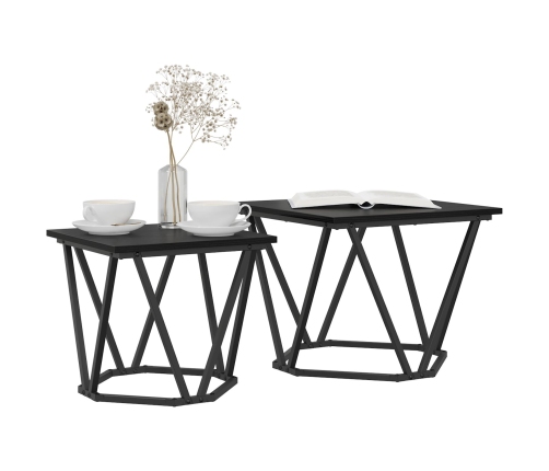 Mesa de Café  Roble negro Marco de metal, superficie de madera