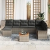 Conjunto de Sofá de Jardín  de 9 Piezas con Cojines Gris Poliratán Acacia