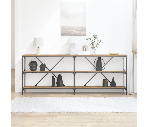 Mesa Consola  Roble Artesano 200x30x75 cm Madera Ingenierizada y Acero