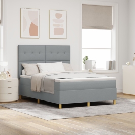 Cama Box Spring con Colchón Gris Claro 140x190 cm Tela