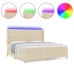 Cama Box Spring  con Colchón y LED Crema 200x200 cm Tela
