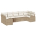 Conjunto de Sofá de Jardín  de 7 Piezas con Cojines Beige Poliratán
