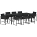 Conjunto de Comedor de Jardín de 9 Piezas con Cojines de Rattan Polímero Negro