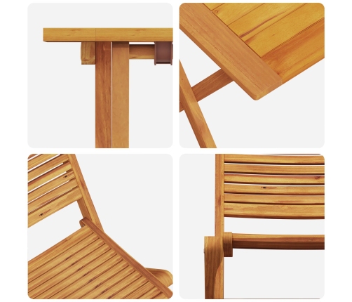 Conjunto de Bistro Plegable de 3 Piezas de Madera Sólida de Acacia de