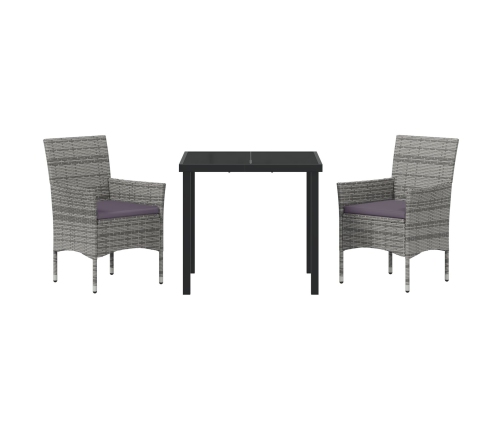 Conjunto de Comedor de Jardín de 3 Piezas Gris Ratán PE