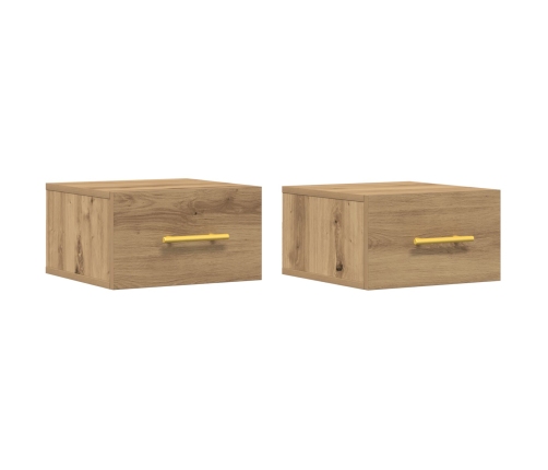 Mesas de Noche 2 pcs Montadas en la Pared de Roble Artesanal 35x35x20 cm