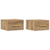 Mesas de Noche 2 pcs Montadas en la Pared de Roble Artesanal 35x35x20 cm