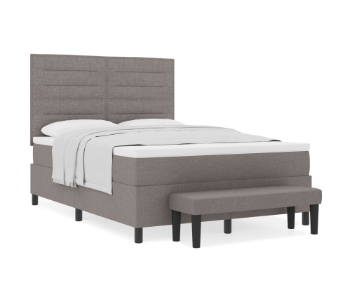 Cama con somier  con colchón y banco taupe 140x200 cm tela