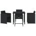 Set de Comedor de Jardín de 5 Piezas con Cojines Negro Poliratán