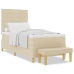 Cama con Somier  con Colchón y Banco Crema 90x200 cm Tela