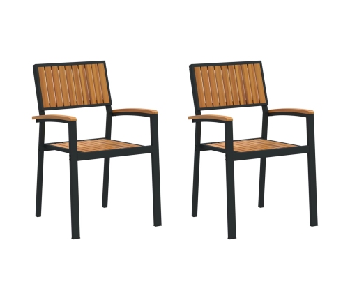 Sillas de Exterior  2 pcs Apilables Negros de Madera Maciza Acacia y Metal