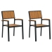 Sillas de Exterior  2 pcs Apilables Negros de Madera Maciza Acacia y Metal