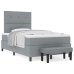 Cama con Base de Resortes  con Colchón y Banco Gris Claro 120x200 cm Tela