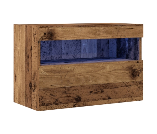 Mueble de TV de pared con luces LED Madera vieja 60x30x40 cm