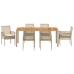 Conjunto de Comedor de Jardín de 7 piezas  con Cojines Beige de Ratán Polipropileno