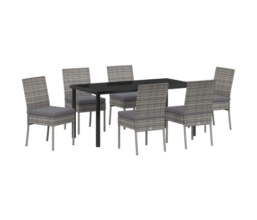Conjunto de Comedor de Jardín de 7 Piezas  Gris Poliratán