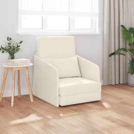 Sofá Cama de Piso  2 en 1 Crema 65x80x83 cm Terciopelo