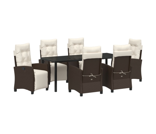 Set de Comedor de Jardín de 7 Piezas Marrón Ratán Poliéster