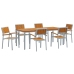 Conjunto de Comedor de Jardín  Set de 7 Gris y Madera Natural