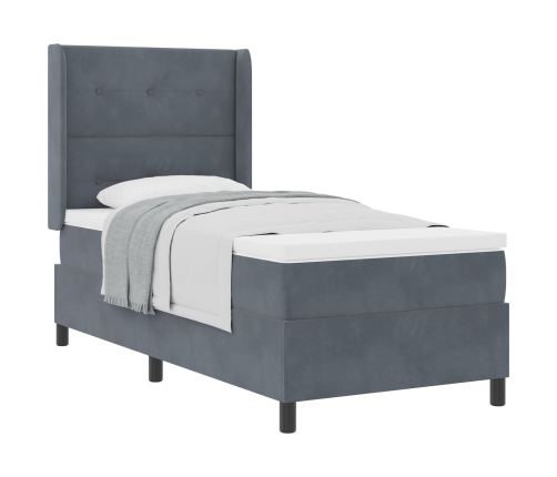 Cama con Box Spring y Colchón  Gris Oscuro 100x200 cm de Terciopelo