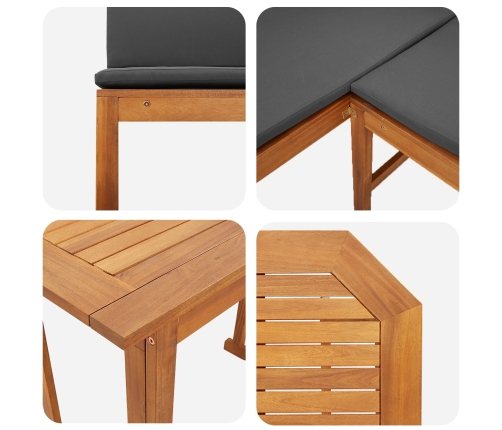 Set de Comedor de Jardín de 5 Piezas con Cojines de Madera de Acacia