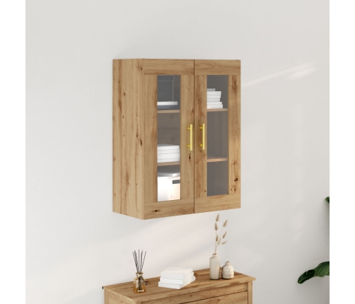Armario de pared con puertas de vidrio en roble artesano 69,5x34x90 cm