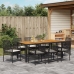Conjunto de Comedor de Jardín  de 9 Piezas con Cojines Negros de Rattan Sintético