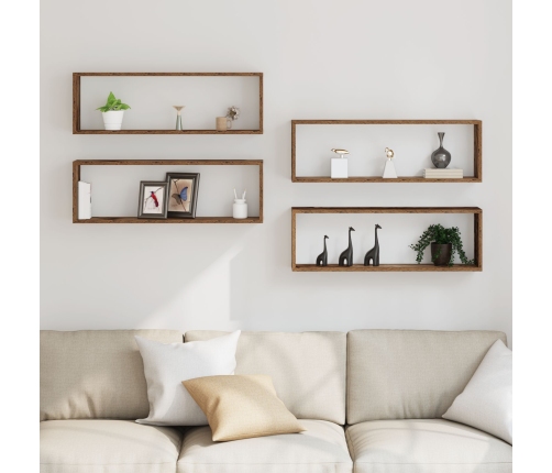Estanterías de pared  4 pcs Madera antigua 80x15x26 cm Madera trabajada