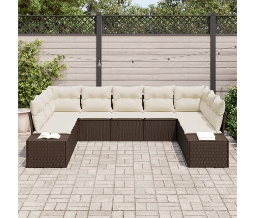 Conjunto de Sofá de Jardín  Set de 9 Marrón y crema