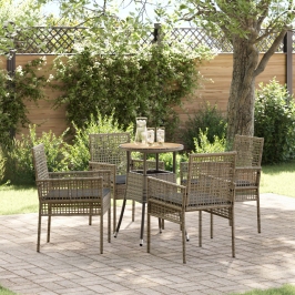Conjunto de Muebles de Comedor  Conjunto de 5 Gris Ratán, Vidrio