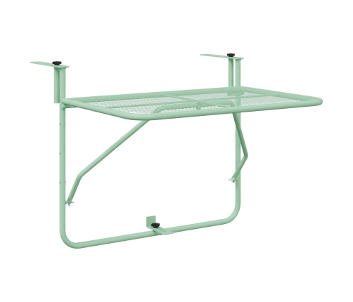 Mesa Colgante Plegable de Balcón - Verde Menta, 60x40 cm, Acero