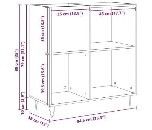 Armario para Registros en Roble Negro 84.5x38x90 cm