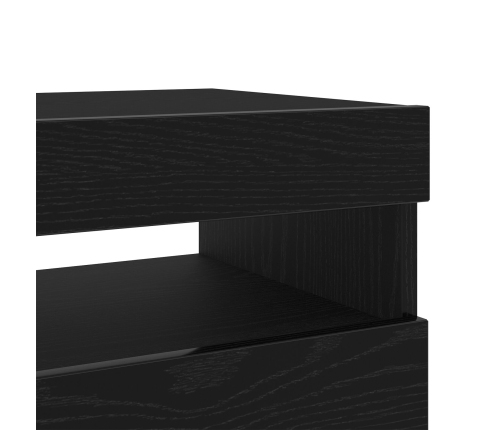 Mueble de TV  con luces LED en roble negro, 80x35x40 cm, de madera