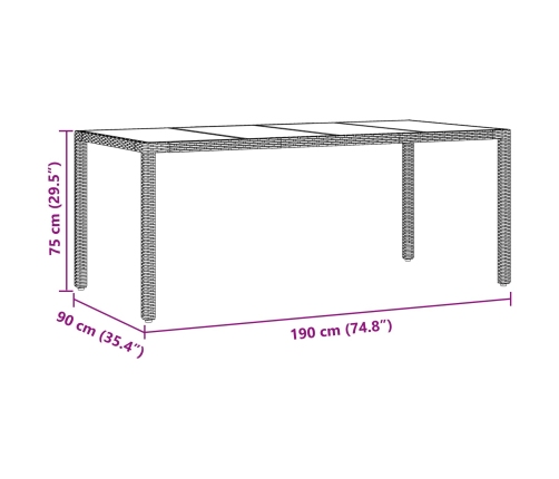 Juego de comedor de jardín de 7 piezas con cojines gris poliratán