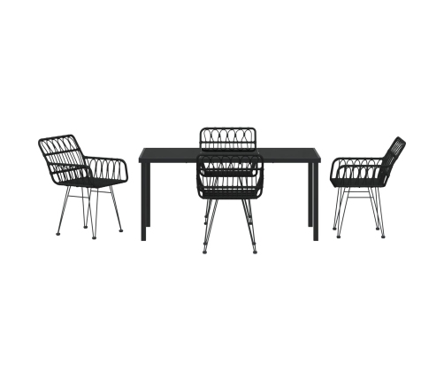 Conjunto de Comedor de Jardín de 5 Piezas  Negro Polirratán