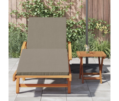 Tumbona plegable  con ruedas y cojín taupe de madera sólida de acacia