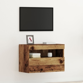 Mueble de TV de pared con luces LED Madera vieja 60x30x40 cm