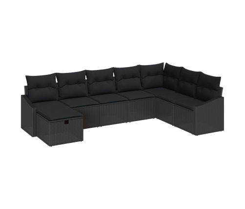 Conjunto de Sofás de Jardín de 8 Piezas con Cojines Negro Poliratán