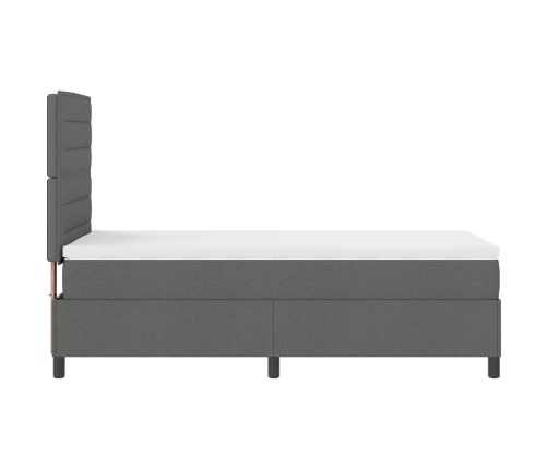 Cama con Somier  con Colchón y LED Gris Oscuro 90x200 cm Tela