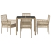 Juego de Comedor de Jardín de 5 Piezas con Cojines Beige de Poliratán