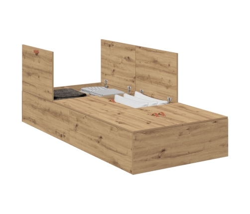 Estructura de Cama de Almacenamiento  Roble Artesanal 100x200 cm