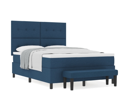 Cama con Somier  con Colchón & Banco Azul 140x190 cm Tela